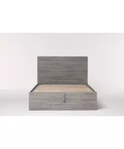 Letto 1 piazza e mezza "hi box" rovere grigio con rete e contenitore, 120x190 cm